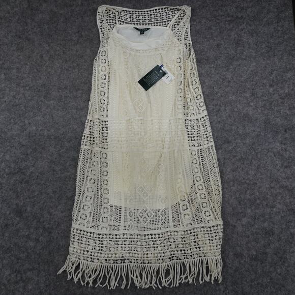 Lauren Ralph Lauren Dresses & Skirts - Ralph Lauren Fringed‎ Lace Dress Womens Petite Extra Small Ivory Cotton Lined A